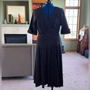 NWT Unique Vintage black with red polka dot dress